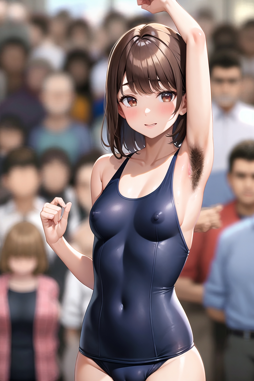 腋毛ボーボー スクール水着 女子校生 イラスト